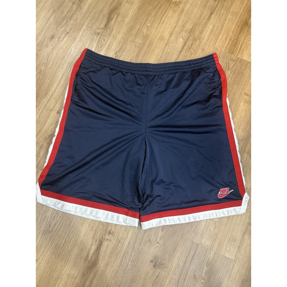 VTG Y2K Nike Mens Shiny Baggy Basketball Shorts‎ Blue Red Lined XXL Dazzle